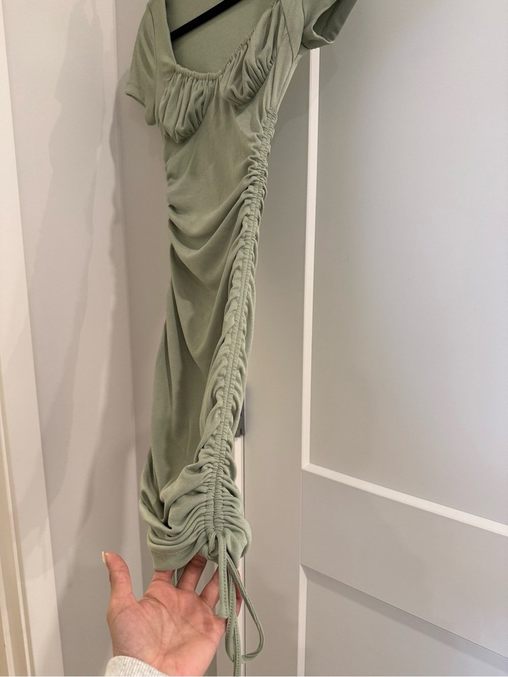 Princess Polly Sage Green Ruched Bodycon Mini Dress - Picture 3 of 4